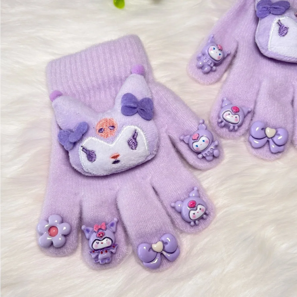 Cute Kuromi Character Kids‎ Fuzzy Gloves